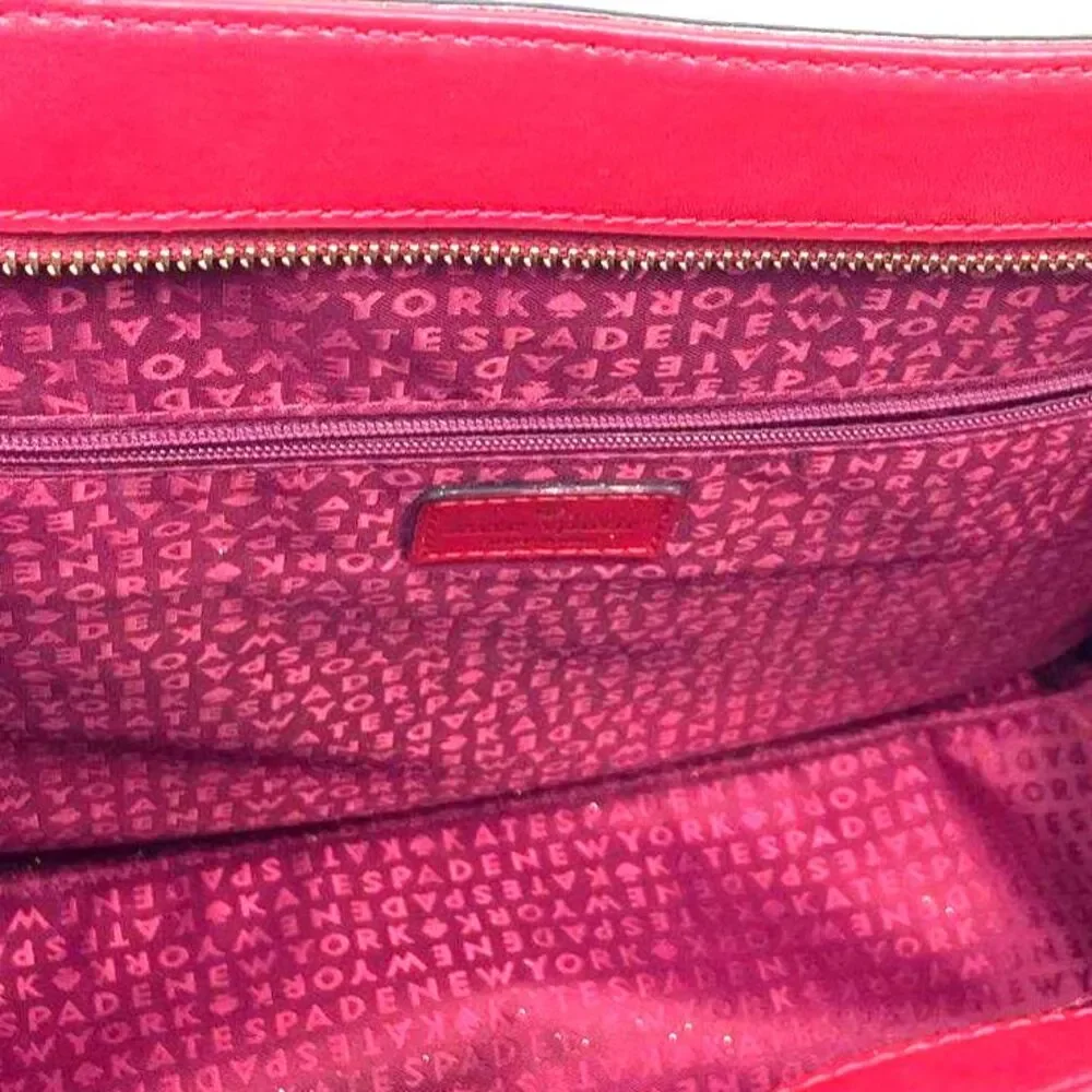 Kate Spade Vita Regatta Court Red Leather Tote Bag